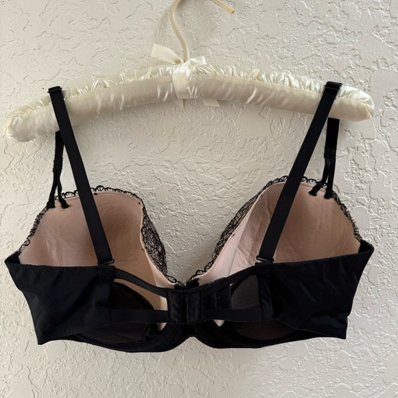 BLACKHEART PUSH-UP BRA in BLACK/BEIGE w/ EMBROIDERED SKULLS&HEARTS 36DD - Picture 2 of 9